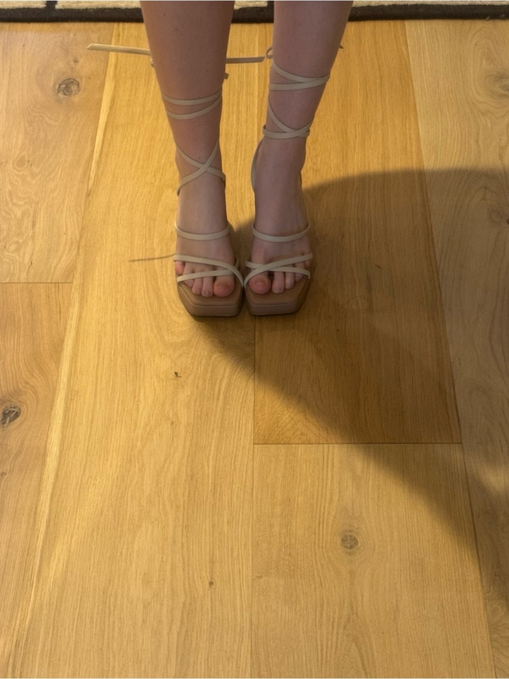 Dolce Vita Cream Lace-Up Block Platform Sandals
